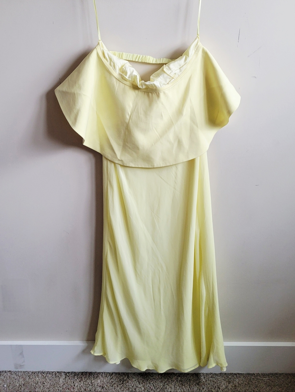 Strapless Ruffle Yellow Midi Dress - Picture 5 of 9